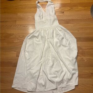 Elegant Backless White Halter Dresss